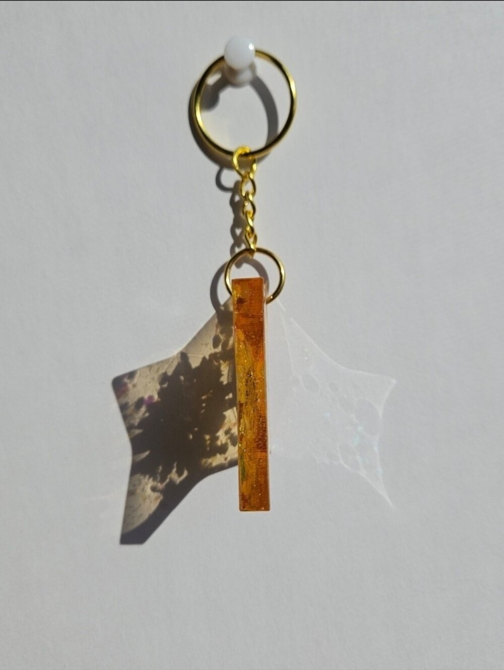 Handmade Virgo Zodiac Gold Resin Keychain - Picture 2 of 4